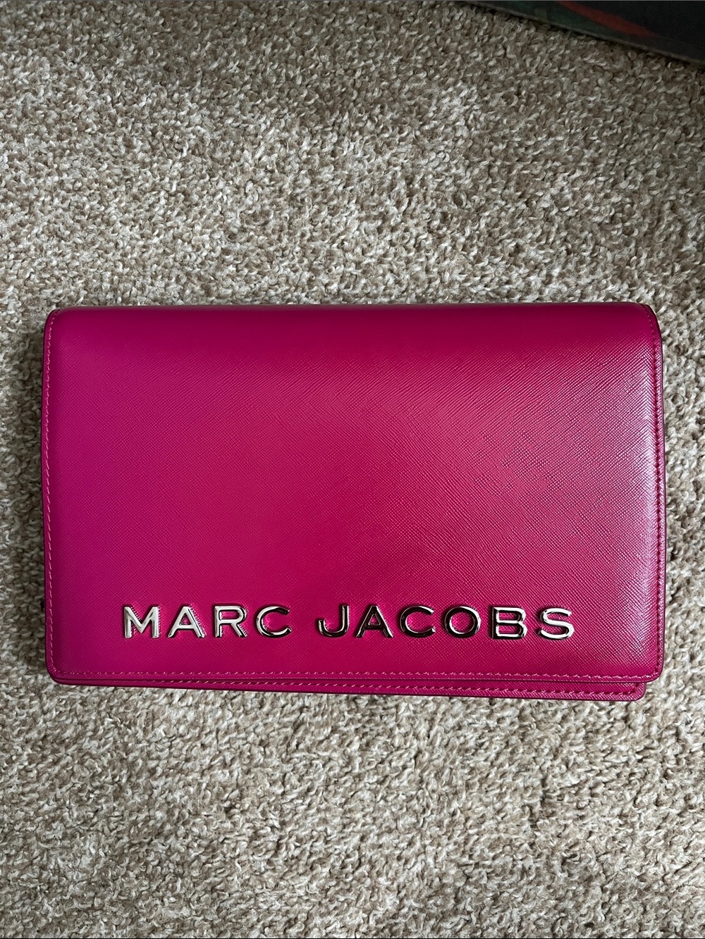 Marc Jacobs Fuchsia Saffiano Logo Crossbody Clutch